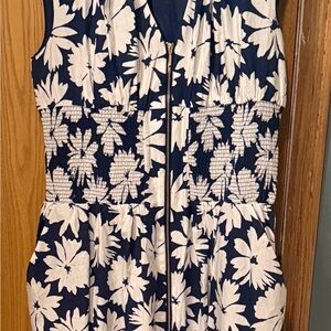 Anthropologie Navy and White Dress